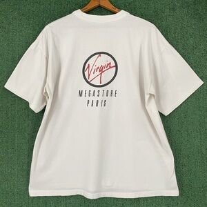 VTG 90’s Virgin Megastore Paris Record Shop T-shirt Mens Large Distressed